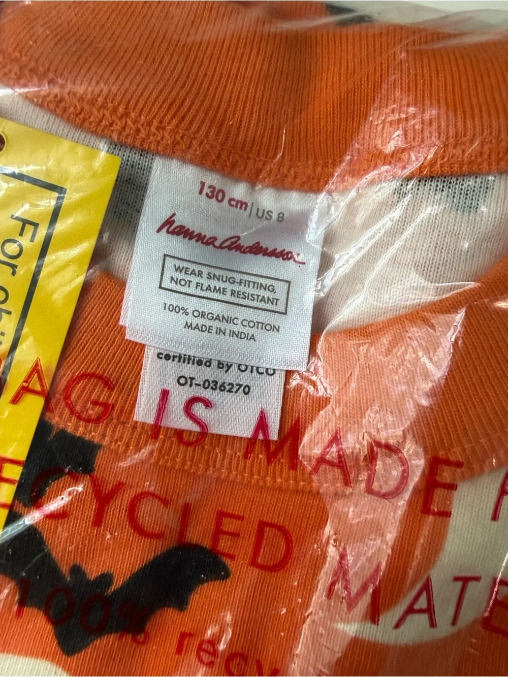 Hanna Andersson Orange Halloween Bat Print Kids Pajamas